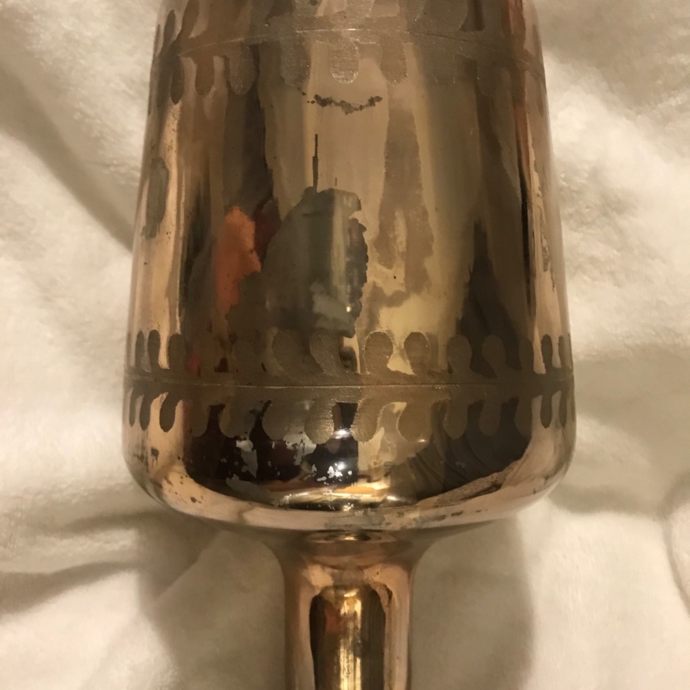 New Pottery Barn Sienna Etched Mercury Bronze Bottle Vase Decor